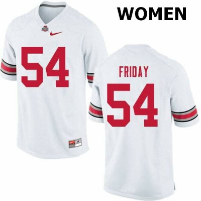 Women's Ohio State Buckeyes #54 Tyler Friday White Nike NCAA College Football Jersey Holiday MHS1744LL